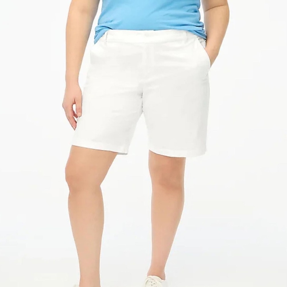 J.Crew Frankie Chino Shorts white Bermuda cotton women's size 14 waist 36"